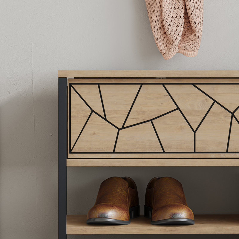 8 Pair Shoe Storage Cabinet, Oak