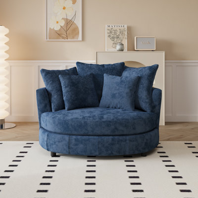 55.1"W  Oversize Slipcovered Accent Barrel Chair