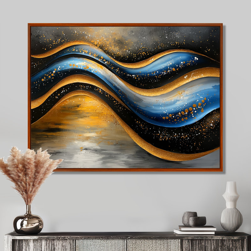 Robicheaux Golden Blue Wave, H 30 po x l 40 po, Brun, Impression encadrée flottante