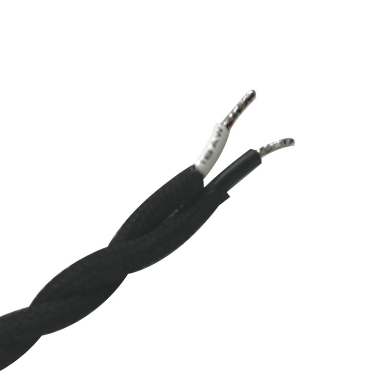 Cordon de lampe torsadée couvert de tissu, Noir