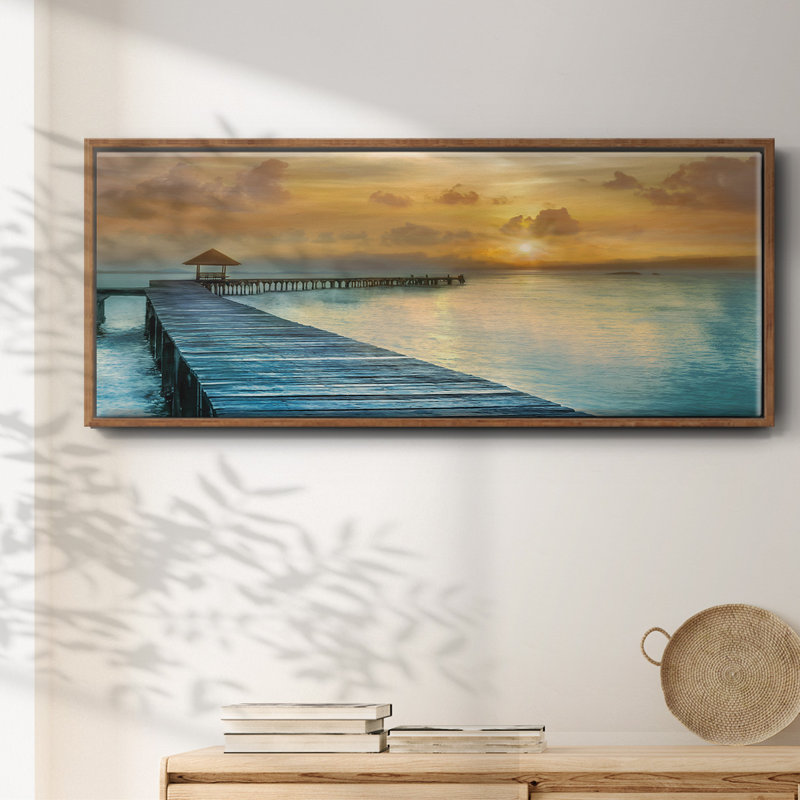 Island Time- Framed Canvas, 12" H x 30" W