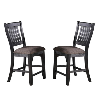 Chaises hautes rembourrées en tissu café foncé