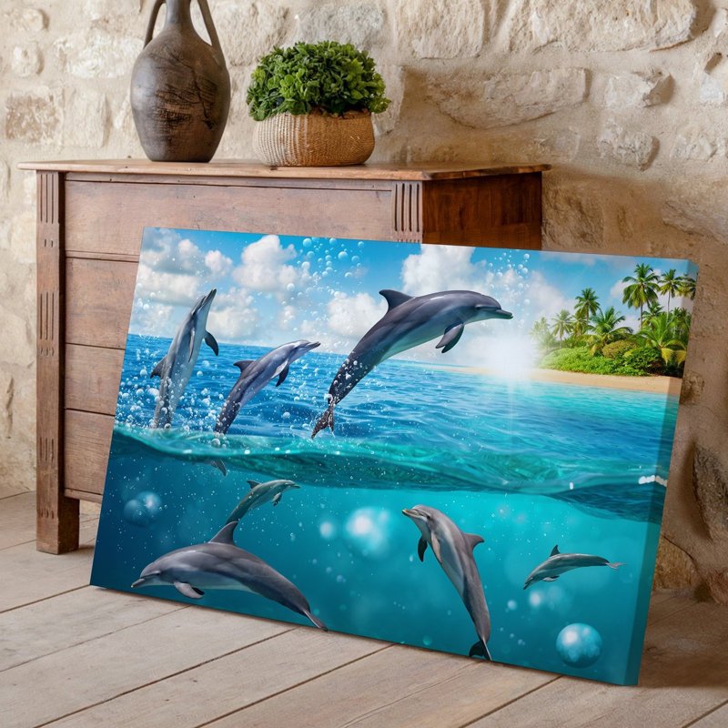 Toile, une scène sous-marine vibrante mettant en vedette des dauphins ludiques nageant gracieusement à travers un mur de bulles chatoyantes entourées d'une toile