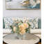 Butterfly Magnolias, Hydrangeas, And Lamb's Ear Arrangement In A Ceramic Vase