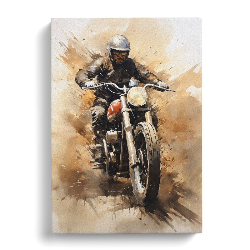 Motorbike Gestural - Wrapped Canvas, 50cm H x 35cm W x 3cm D