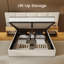 Lit tapissier avec rangement à levage hydraulique, lit plateforme avec 2 tables de chevet attachées, beige-132269446-132269448