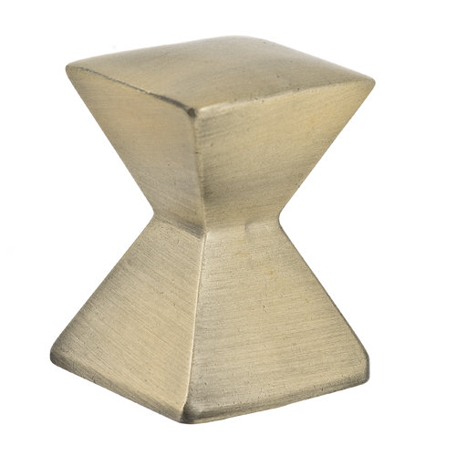 Forged 2 Square Knob, Antique Brass, 0.875" H x 0.875" W x 1.25" D