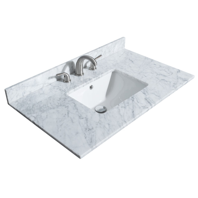 Plateau de meuble-lavabo simple 36 po en blanc avec lavabo