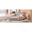 Lit plateforme double en velours avec tête de lit en forme d'ours et poche de rangement