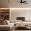 Ventilateur de plafond 52 "avec plafonnier encastré Northwind, intensité variable 6CCT, ventilateur de plafond avec lumière et télécommande - noir mat