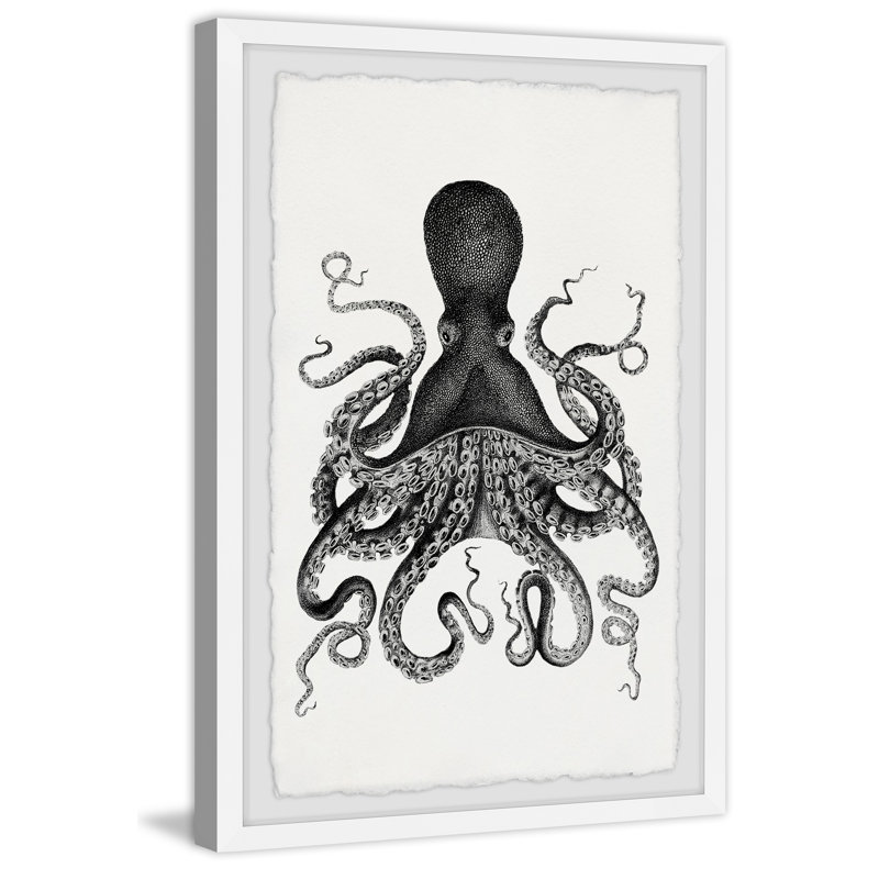 "Encre et tentacules", reproduction encadrée, H 12 po x l 8 po