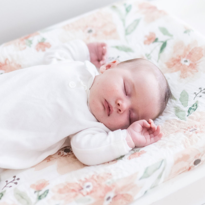 Pink Floral Nursery Change Pad Cover, Soft and Durable, Fits Standard Size, 32" L, Crane Baby