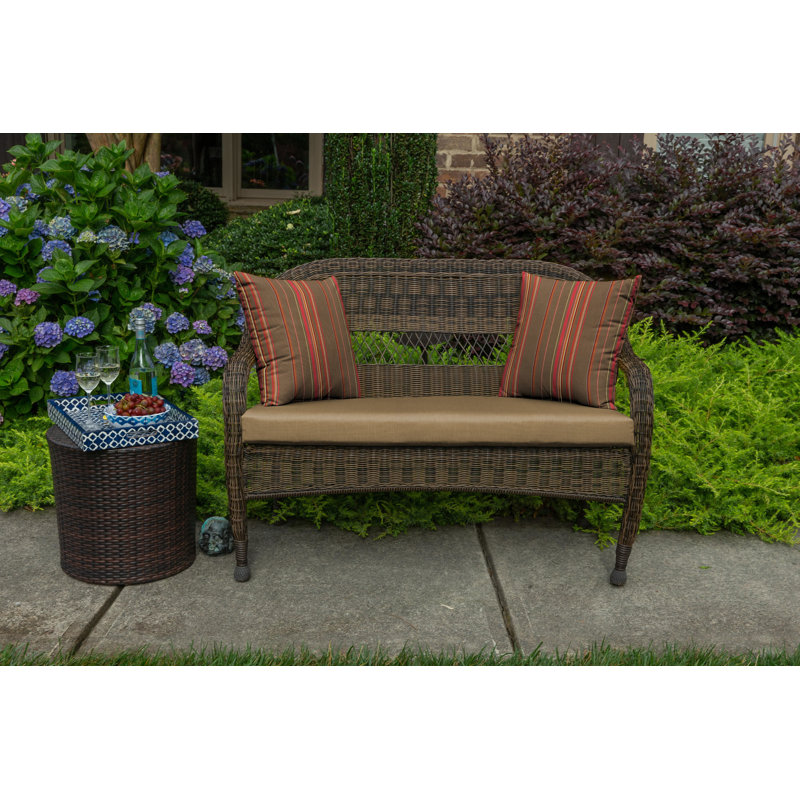 Casual Cushion Solid Sunbrella® Fabric 1-Piece Indoor/Outdoor Wicker Bench Cushion, 43.5"W x 19.5"L, Spectrum Caribou