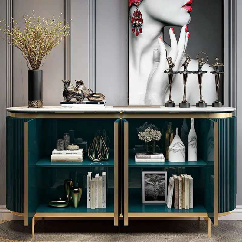 Buffet léger et luxueux, H 33,46 po x l 47,24 po x P 15,75 po, Vert/blanc
