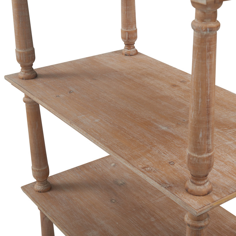 Maxwell Natural Wood 60" 4-Tier Bookshelf with Distressed Finish