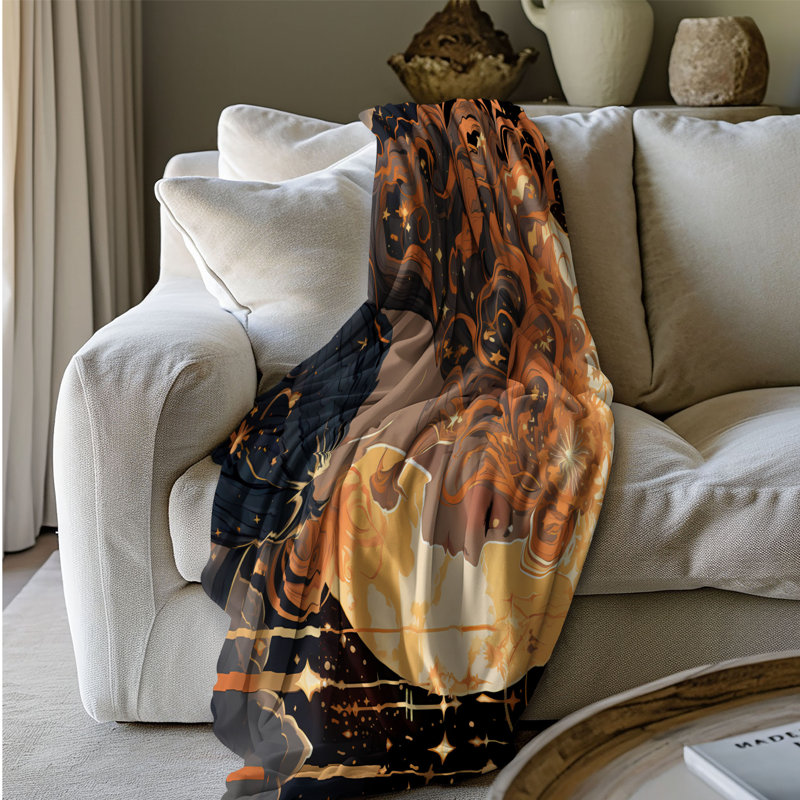 Orbes célestes - couverture sherpa 1 pièce de qualité supérieure - impression d'art luxueux, Lit simple