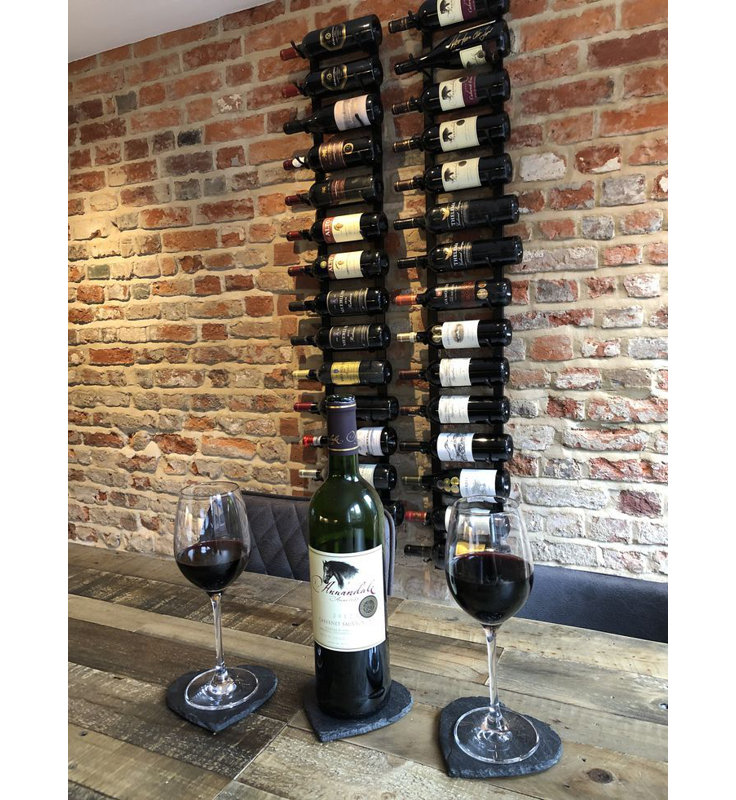 15 Bottle Wall Mounted Wine Bottle Rack, Matte Black