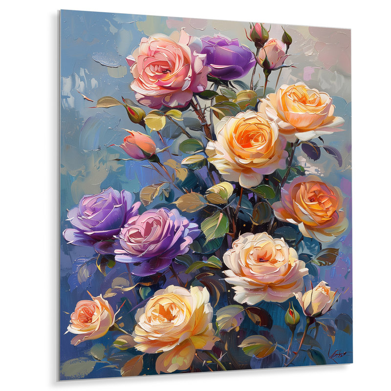 Oranges roses mauves Regal Beauty II - Roses, décoration murale, Métal métal, H 12 po x l 20 po