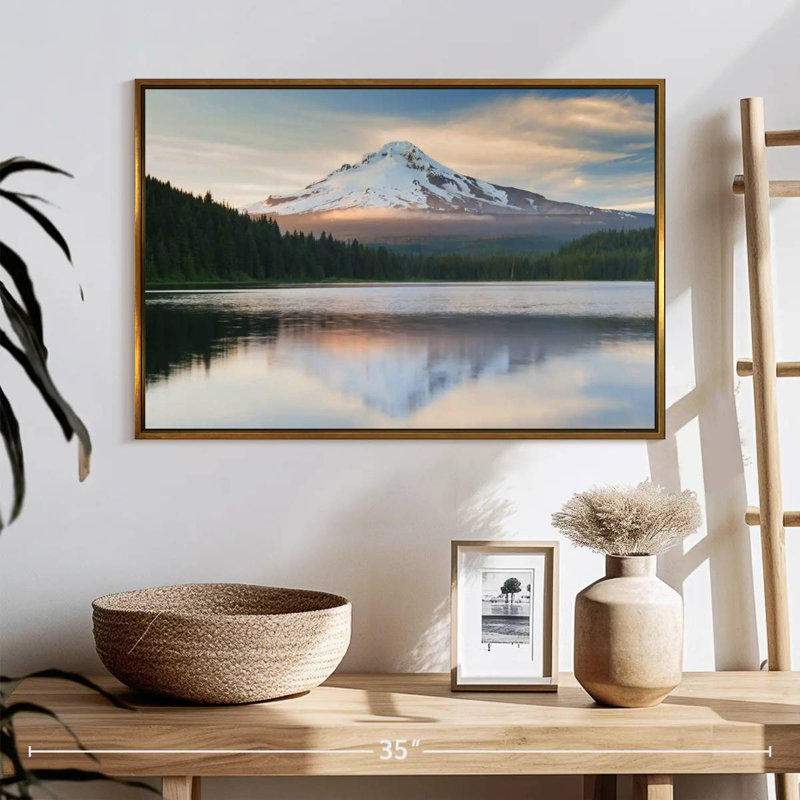 Mount Hood Panorama, 25" X 17", Floating Frame Gold