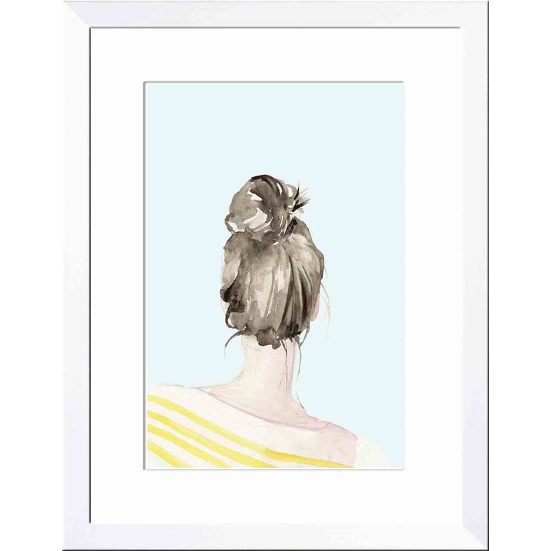 «Top Knot Sailor Stripes I» par Jennifer Paxton Parker - peinture encadrée, H 12 po x l 12 po, Blanc