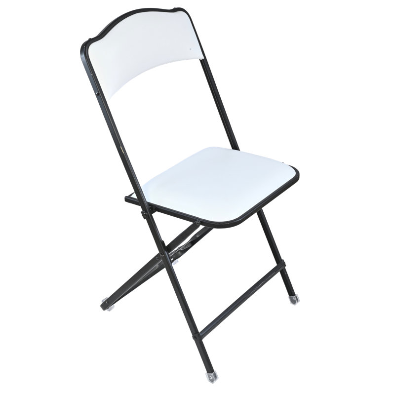 Assis dans le style Chaise pliante de style Fritz avec sièges rembourrés en vinyle, sièges élégants et confortables, Blanc