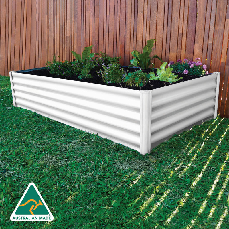 The Organic Garden Co Hakea 6' x 3' x 1.3' Metal Galvanized Steel Rectangle Garden Bed Surfmist, 16" H x 78" W x 40" D