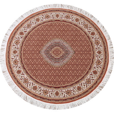 Tapis de oriental rouille/zone blanche rond