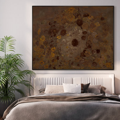 Très grand art mural imprimé sur tissu - tons neutres, art abstrait floral, grande œuvre d'art botanique rustique pour le salon ou la chambre à coucher - «Assemblage requis du cadre (cadre non fini)»