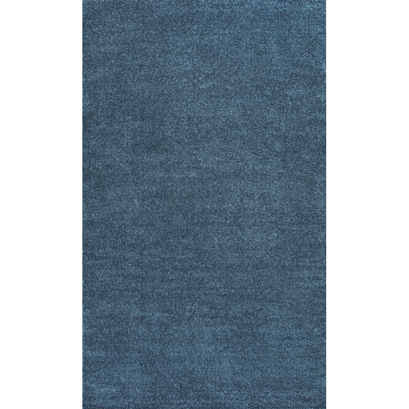 Asalah Solid Low-Pile Turquoise Rug, Rectangle 10' x 14'