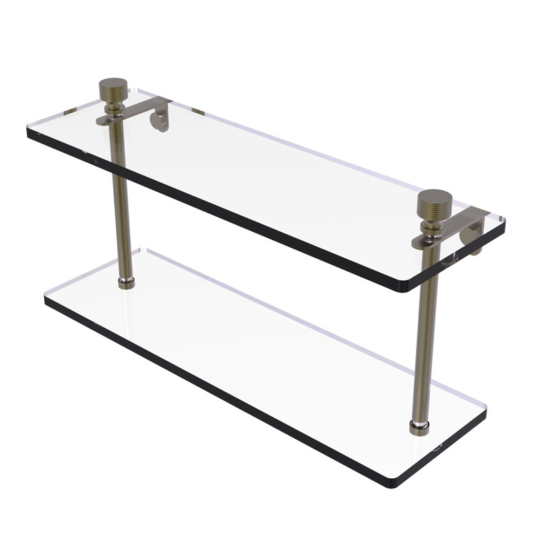 Ballenas 2 Piece Tiered Shelf, Antique Brass, 22"