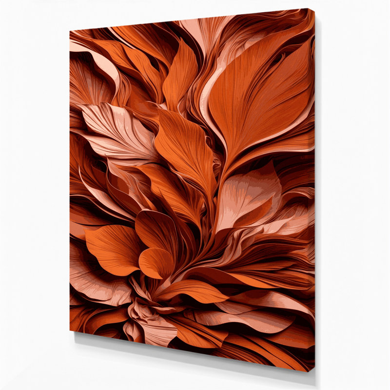«Abstract Florals 96», art mural sur toile rouge, H 36 po x l 24 po