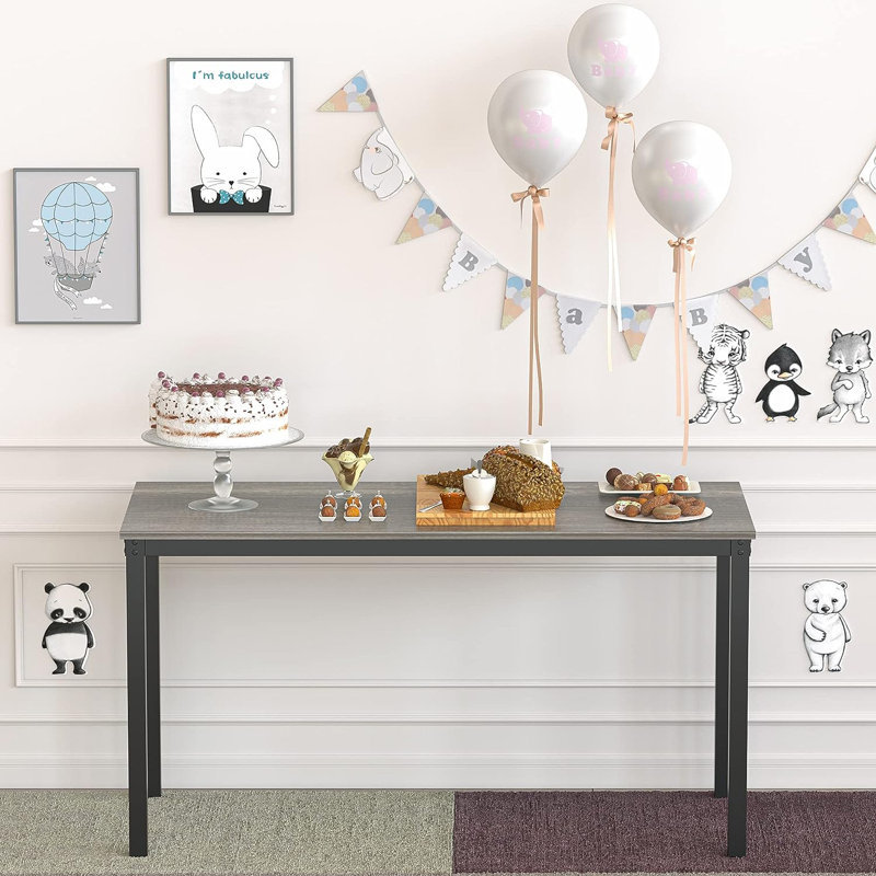 Bureau d'écriture rectangulaire l 55,11 po Tyjon, Beige / noir, 29.52" H x 55.11" W x 23.62" D