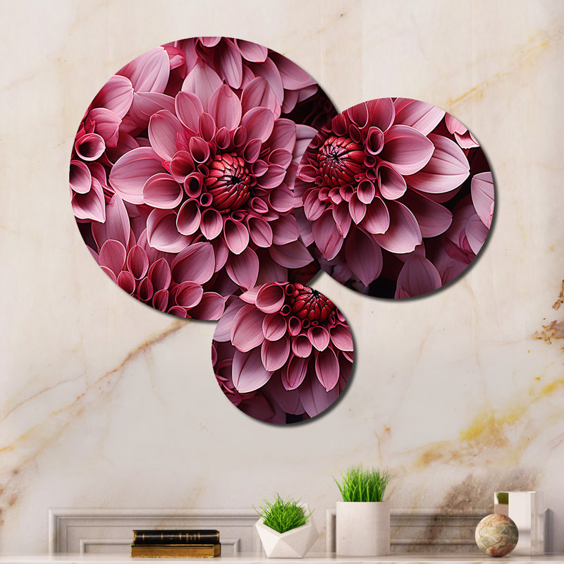 Pink Mums Mesmerizing II - Floral Metal Wall Decor Set