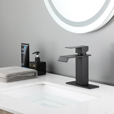 Contemporary Shower Faucet - Waterfall Spout, Single Handle, Matte Black, Adjustable Temp Spout Bathroom Water Temperature, Look