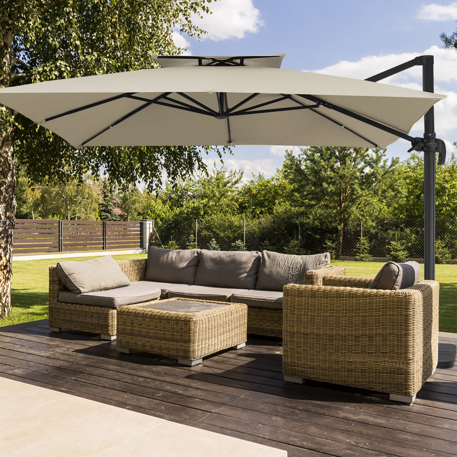 Arlmont & Co. Pulk 132'' Square Cantilever Umbrella with Cover & Reviews | Wayfair