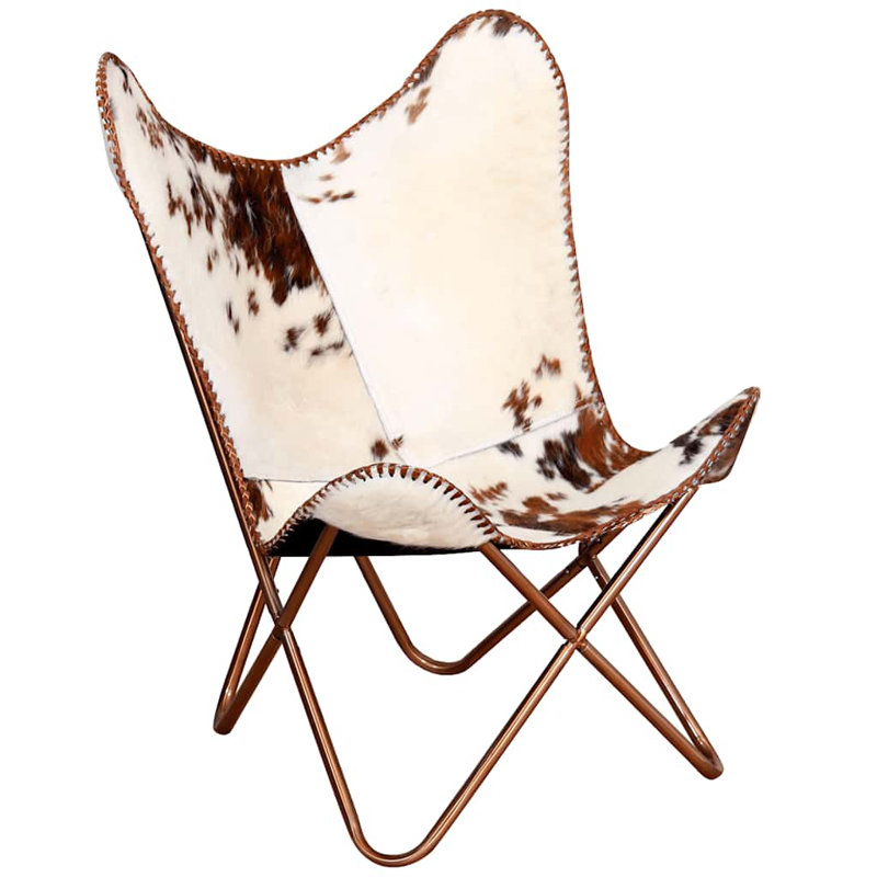 Fauteuil papillon moderne brun et blanc