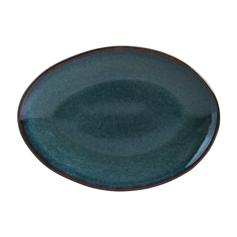 Assiette à dessert ovale en céramique 8,86 po Oceano - Va au micro-ondes, au four et au lave-vaisselle, par Porto Brasil