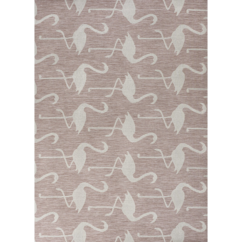 Tapis d'intérieur / extérieur rose / crème deux tons Cindia, Rectangle 2 pi 11 po x 4 pi 11 po