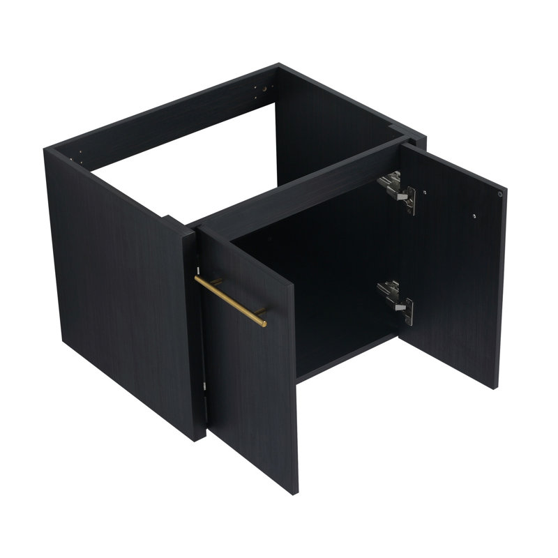Meuble-lavabo noir en châtaignier noir 24 po avec construction et conception pratique Armoire murale 24 po Portes à fermeture en douceur Espace de rangement généreux
