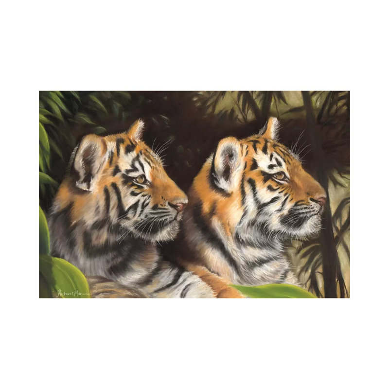 Tiger Cubs by Richard Macwee - Wrapped Canvas Painting, 20.32 cm H x 30.48 cm W