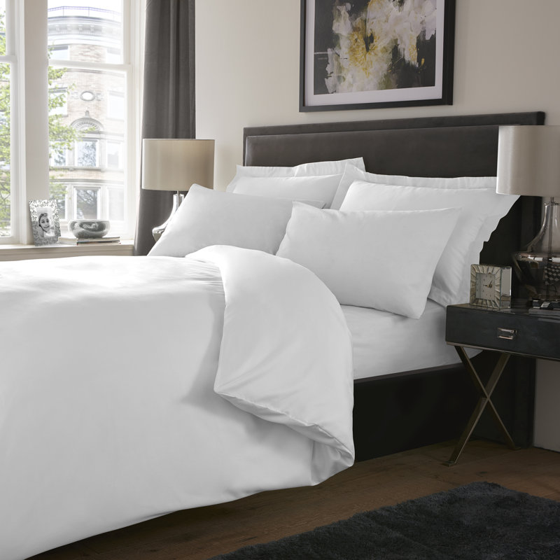 Dull Satin Solid Colour Duvet Cover Set with Pillowcases, White, Single Duvet Cover + 1 Standard Pillowcase