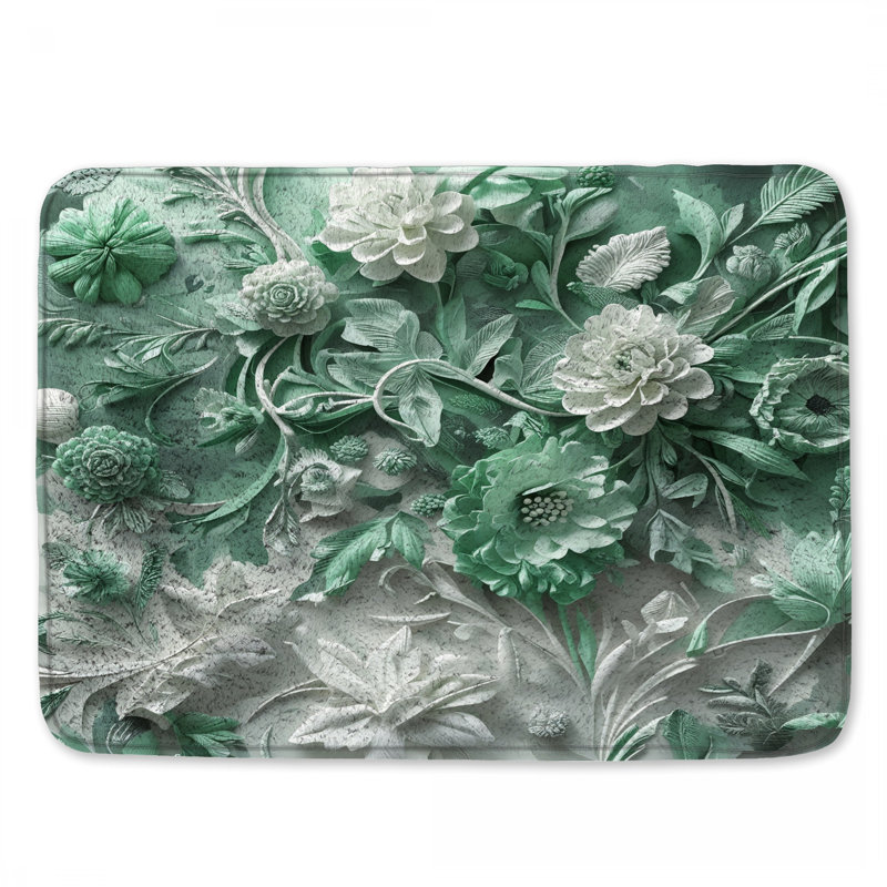 Édredon vert à motif floral, 34in W x 21in L
