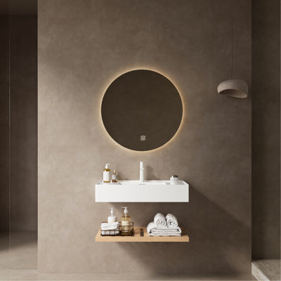 Lavabo de salle de bain 30 po avec vasque. Lavabo rectangulaire en acrylique blanc. Conception de rangement pratique. Facile à installer. Lavabo vasque en bois naturel scintillant. Approche scandinave.