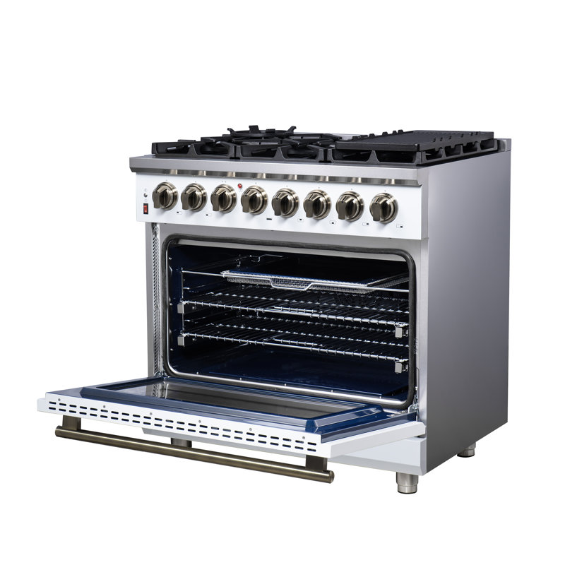 Cuisinière à carburant double 36 po Massimo - blanc, Blanc