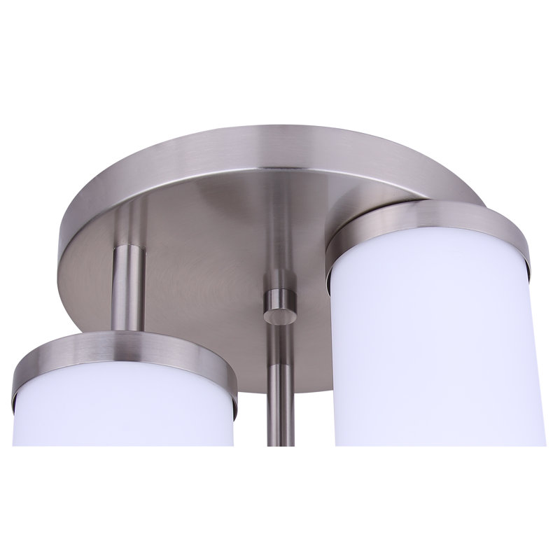 Plafonnier semi-encastré 3 lumières Brunner, finition nickel brossé avec verre opale, Nickel brossé