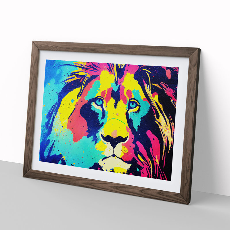 Splashed Lion Vol.6 Abstract - Framed Print, Walnut