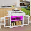  Ensemble d'îlot de cuisine 3 pièces avec armoire de rangement, tiroirs, prises de courant et 2 tabourets-177616338-177616336