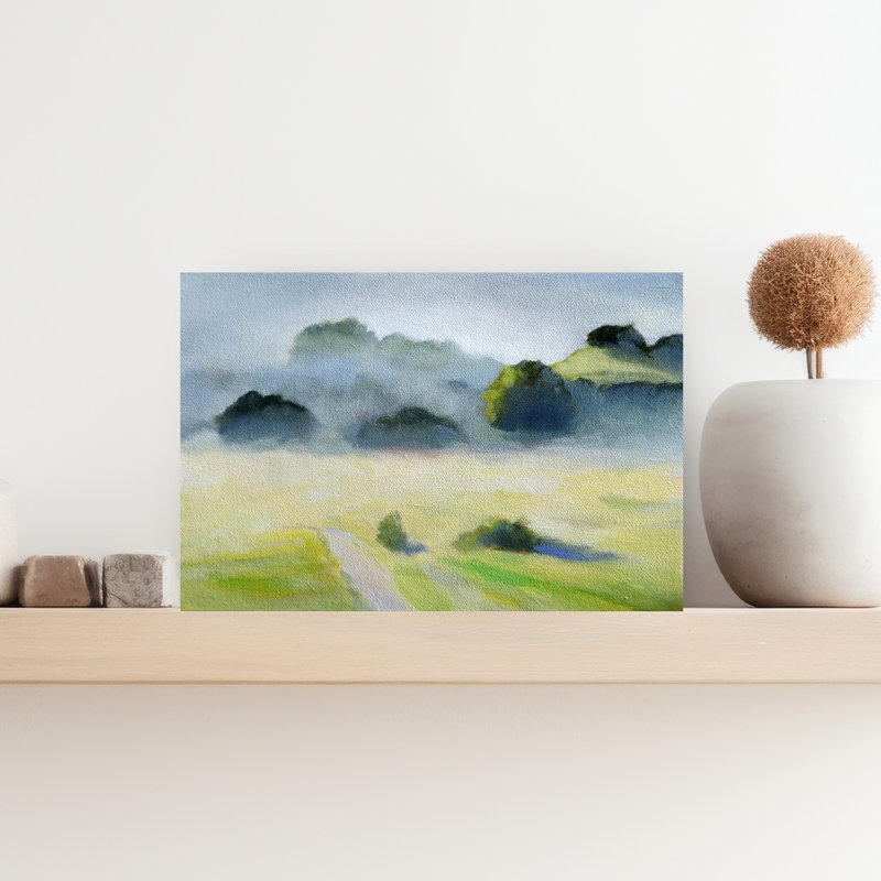 Misty Morning Landscape, H 12 po x l 18 po