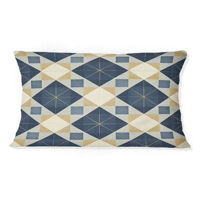 Imprimé vichy bleu marine II - coussin lombaire moderne