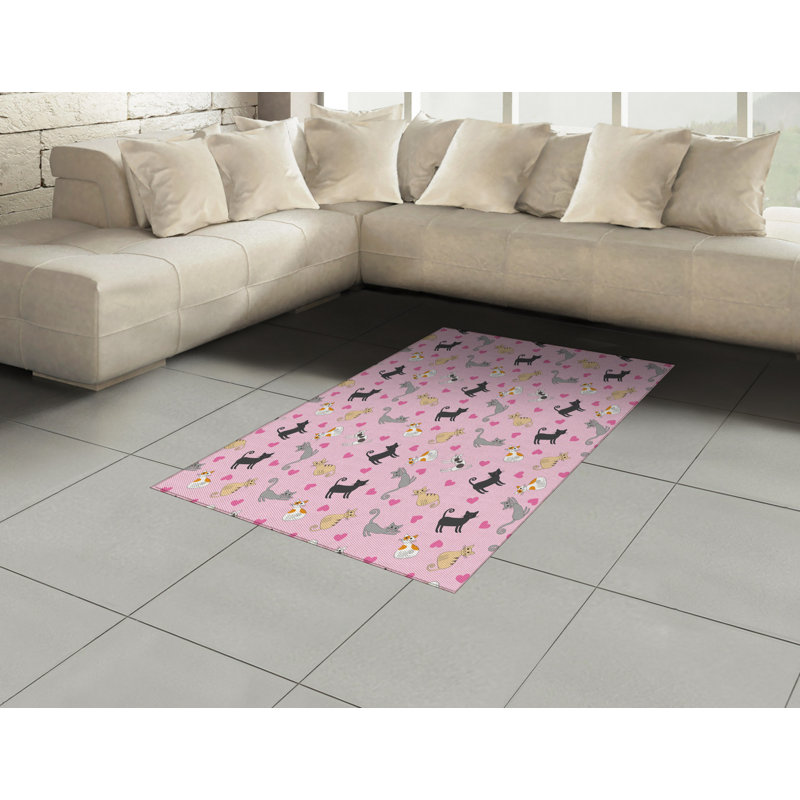Kitty High Density Long Fiber Poly Threads Decorative Area Rug Carpet, Rectangle 4' x 5'8"